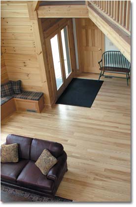 Wood flooring in the entryway of a home