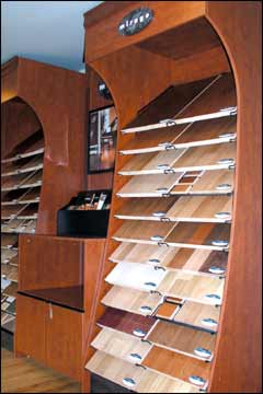 Wood Flooring Sample Display Case at the County Floors Showroom