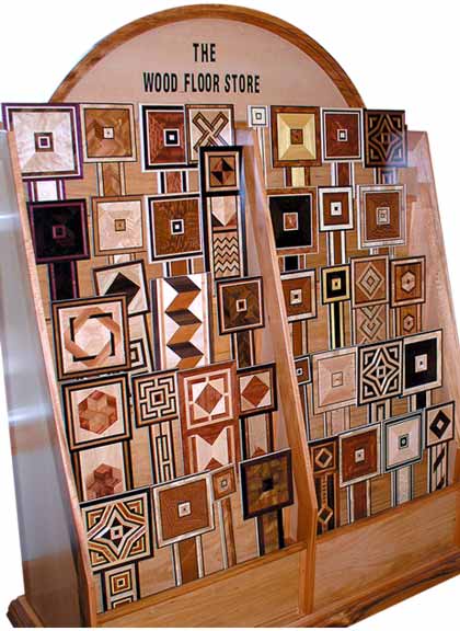 County Floors display case of borders and medallion designs