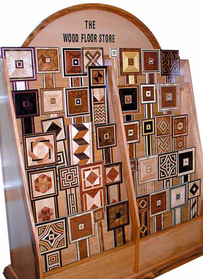 County Floors display case of borders and medallion designs